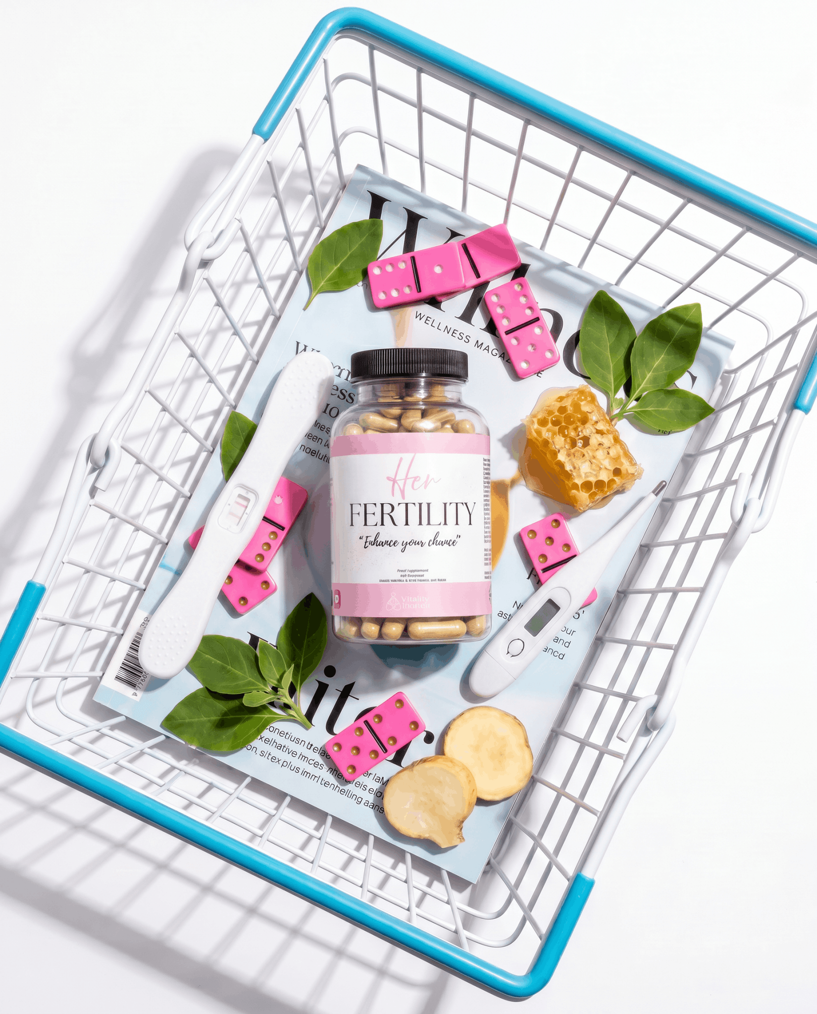 Her Fertility Supplement in a basket - VitalityRevival UK