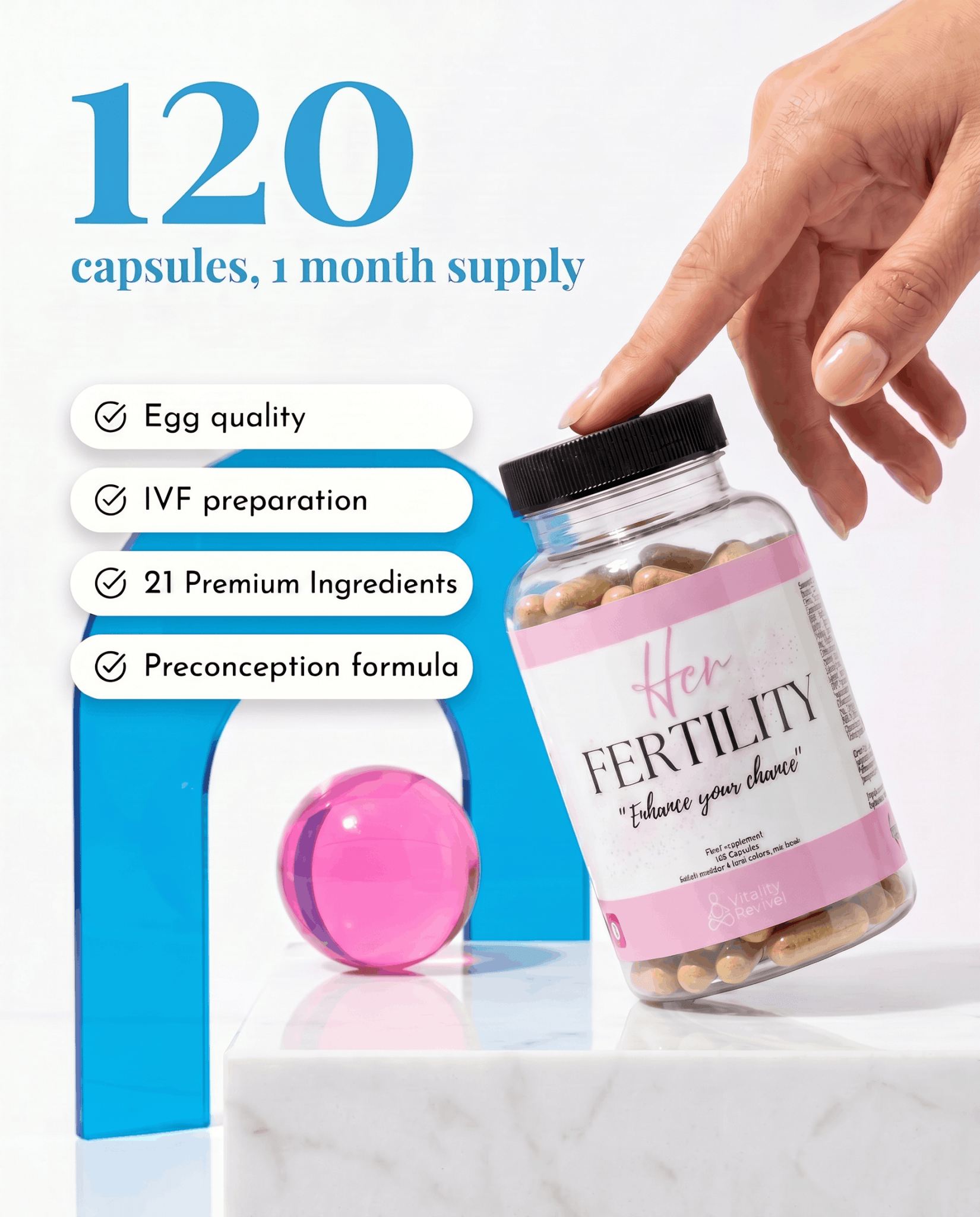 HER FERTILITY - 120 capsules Womens health supplement supplement for - VitalityRevival UK